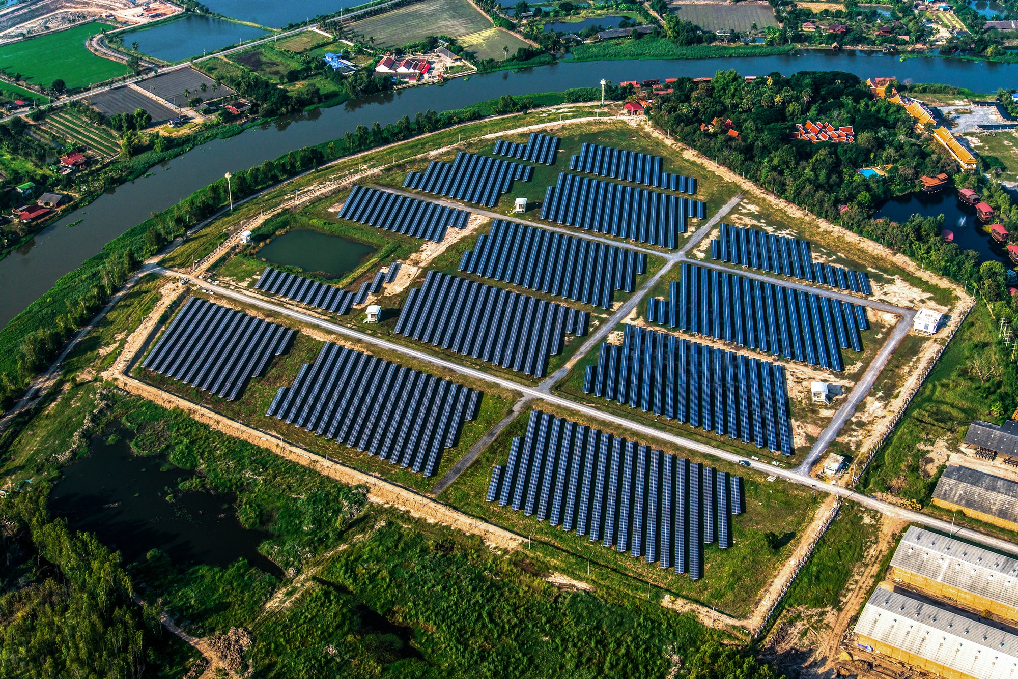 Solar farm, solar panels